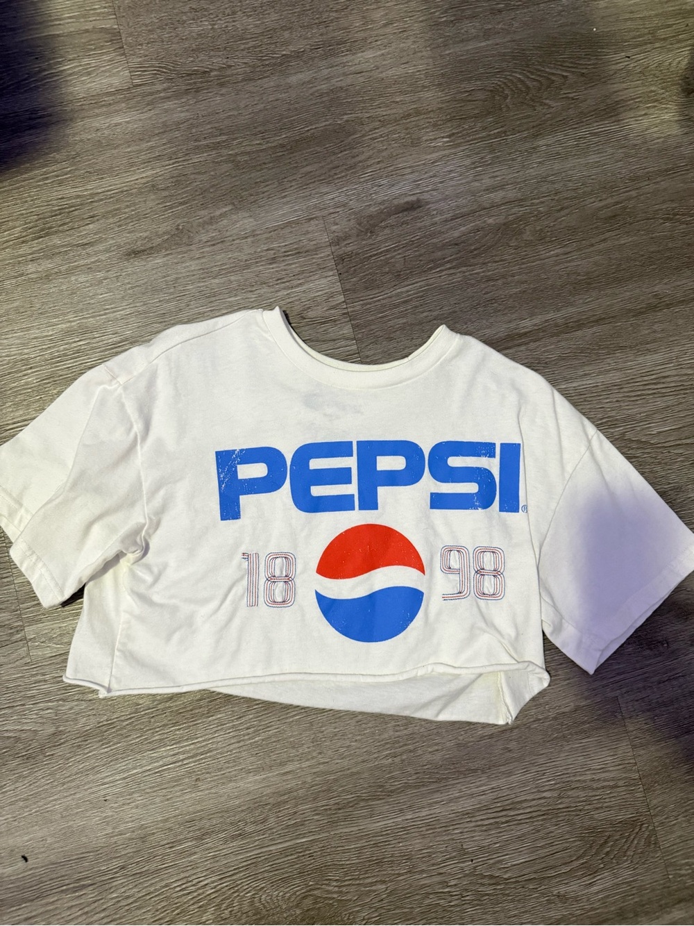 Pepsi White & Blue Cropped Logo Tee
